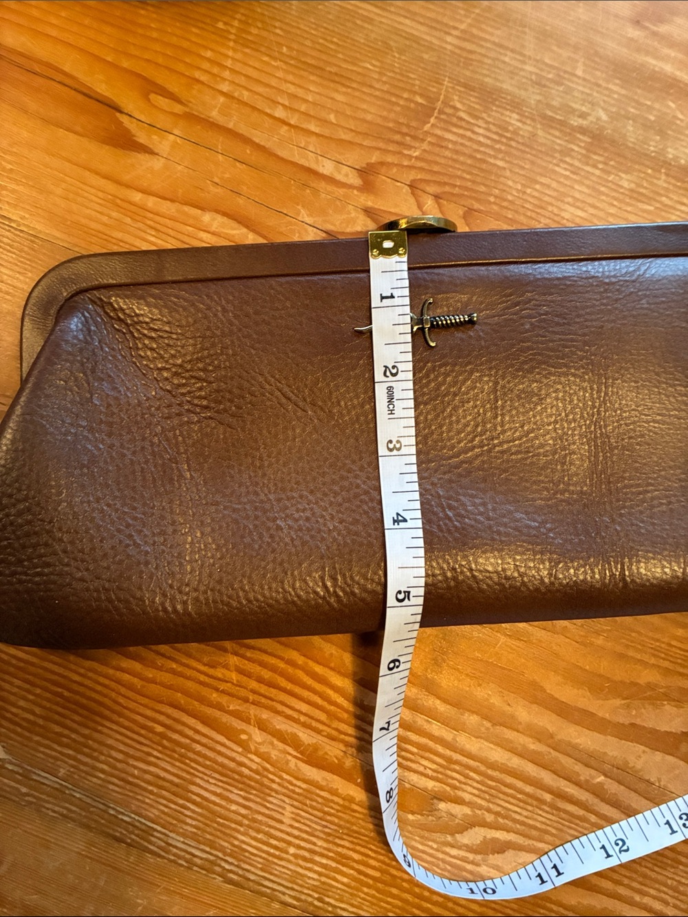 Vintage Textured Brown Leather Stallion Circus Horse Print Frame Clutch Bag - Picture 10 of 12